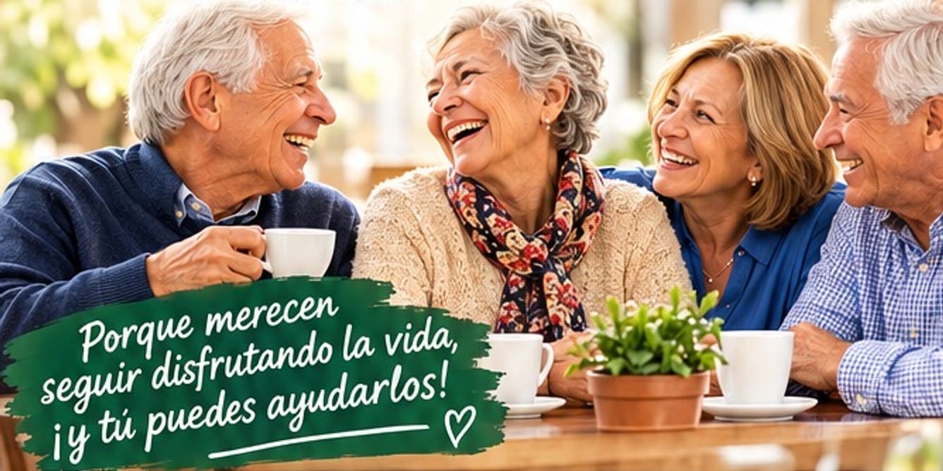 Adultos mayores compartiendo una tarde de café